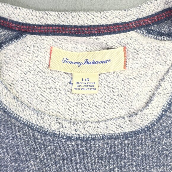 Tommy Bahama Sweater Mens Large Blue Heather Crewneck Pullover Knit Marlin Logo - Picture 3 of 11